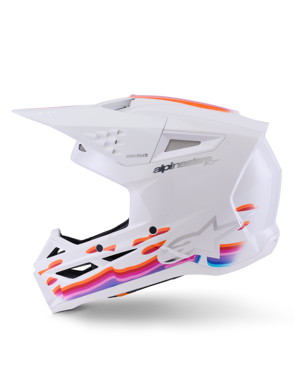 Capacete Alpinestars S-M3 Force OCD, capacete de motocross, branco brilhante, com calota termo-injetada aerodinâmica, ventilação integrada e sistema patenteado de libertação da viseira para corridas off-road