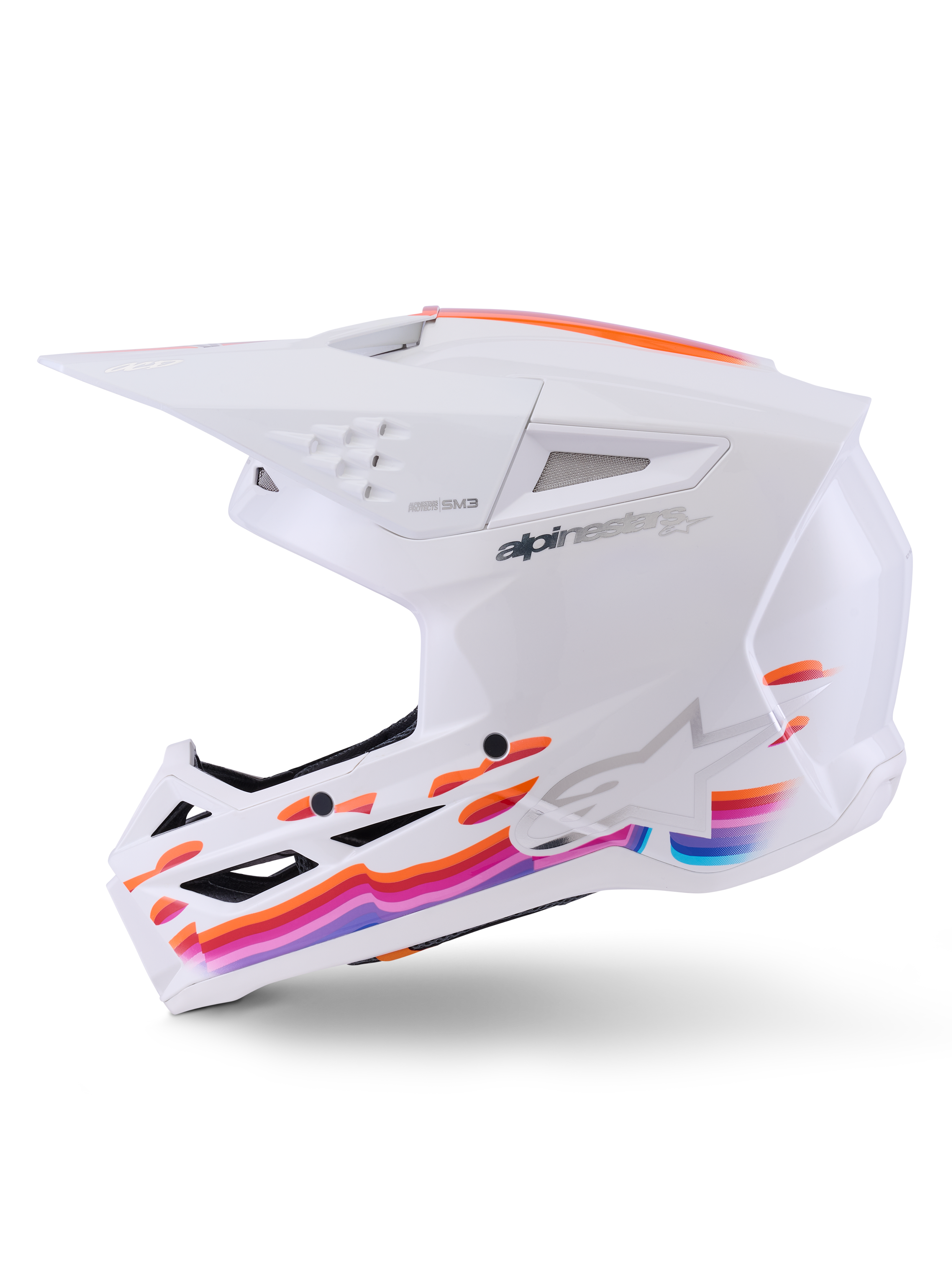 Capacete Alpinestars S-M3 Force OCD, capacete de motocross, branco brilhante, com calota termo-injetada aerodinâmica, ventilação integrada e sistema patenteado de libertação da viseira para corridas off-road