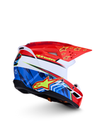 Alpinestars SM3 Falcon Jovem ECE06, capacete de motocross vermelho e azul com estrelas amarelas, homologação ECE 2206.