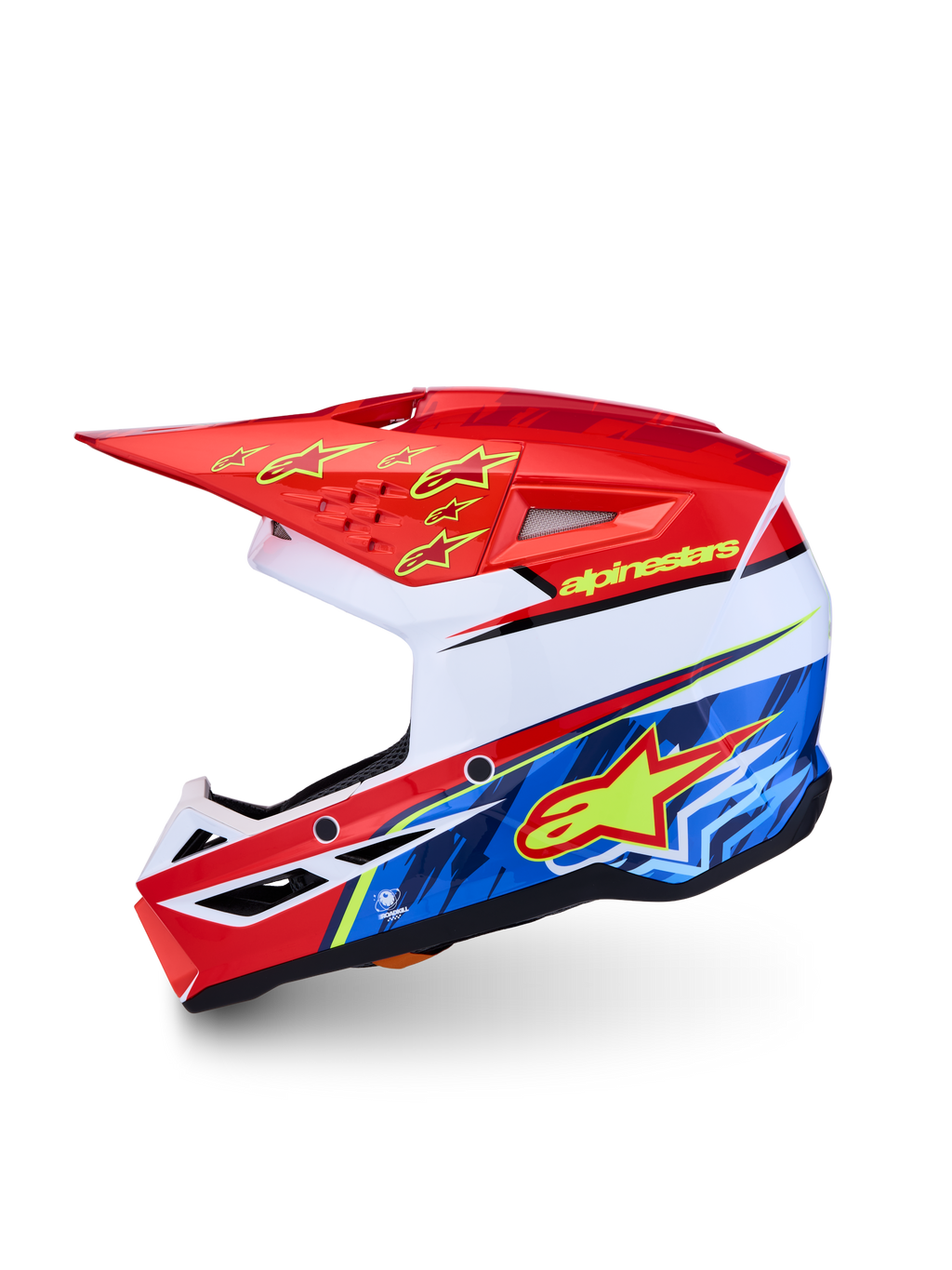 Alpinestars Capacete SM3 Falcon Jovem ECE06, capacete de motocross para jovens, vermelho e azul, calota termoplástica leve, certificado ECE 22.06.