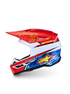 Alpinestars Capacete SM3 Falcon Jovem ECE06, capacete de motocross para jovens, vermelho e azul, calota termoplástica leve, certificado ECE 22.06.