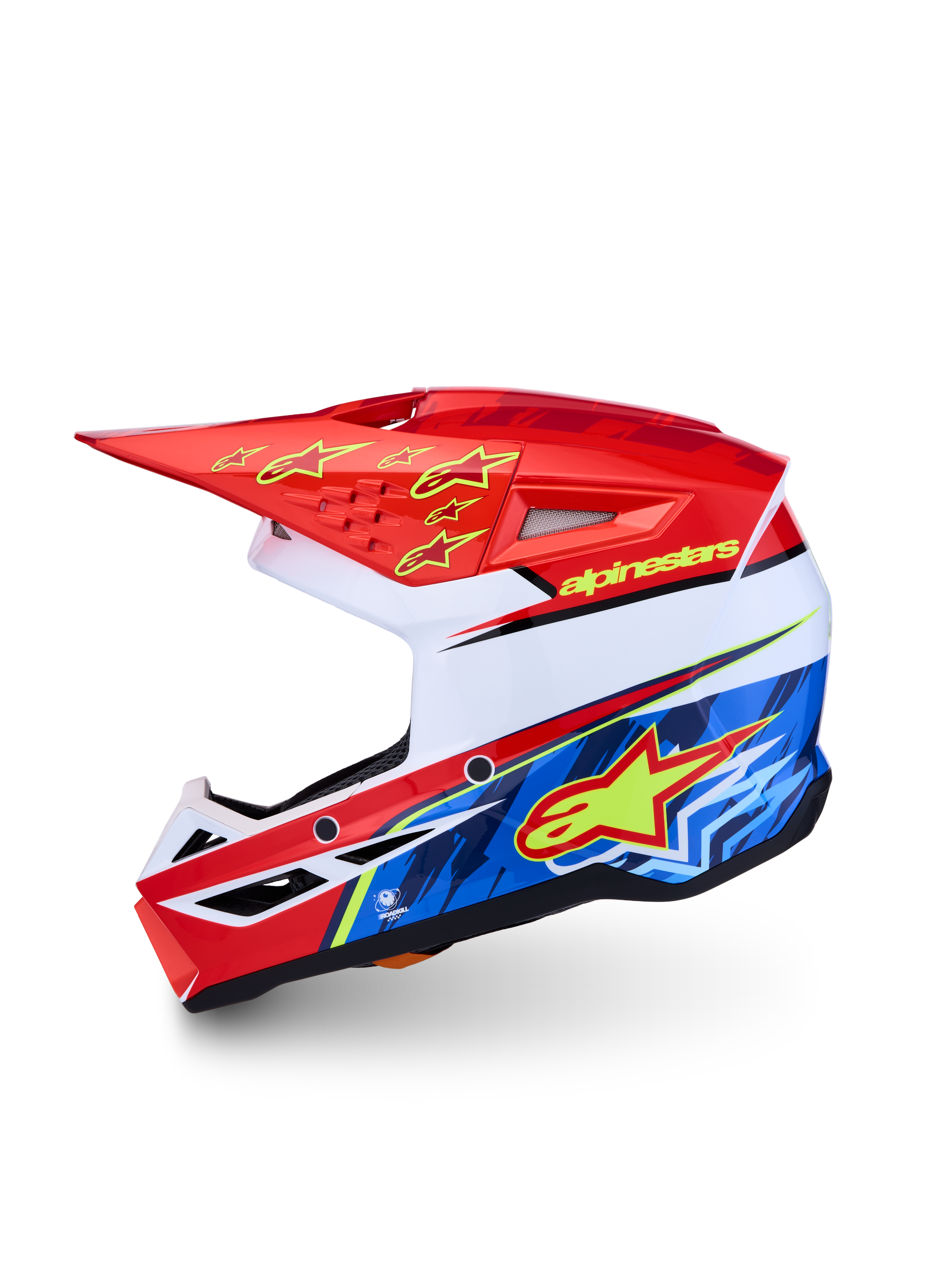 Alpinestars Capacete SM3 Falcon Jovem ECE06, capacete de motocross para jovens, vermelho e azul, calota termoplástica leve, certificado ECE 22.06.