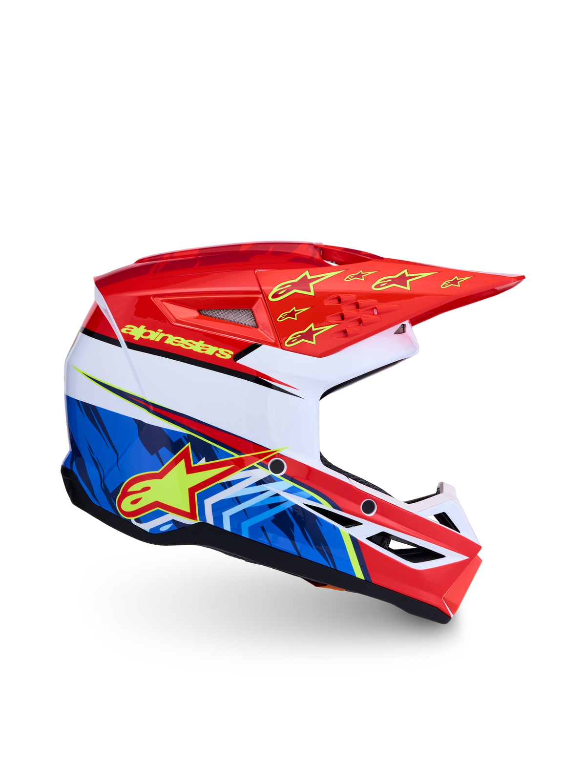 Alpinestars SM3 Falcon Jovem, capacete de motocross vermelho e azul, calota leve e certificado ECE 2206.