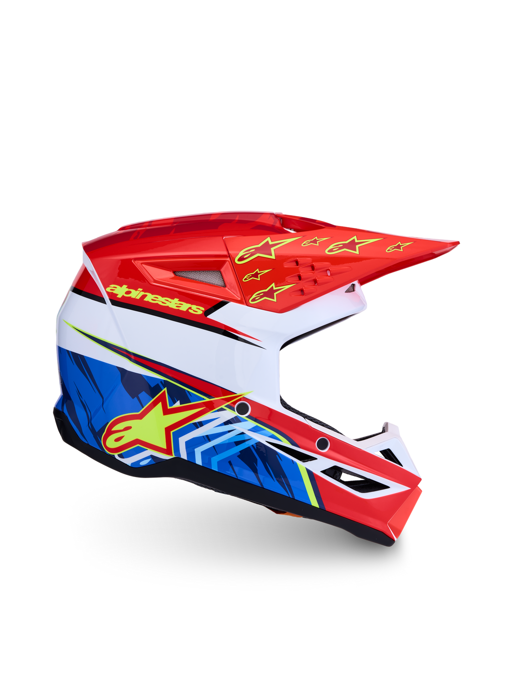 Alpinestars SM3 Falcon Jovem, capacete de motocross vermelho e azul, calota leve e certificado ECE 2206.