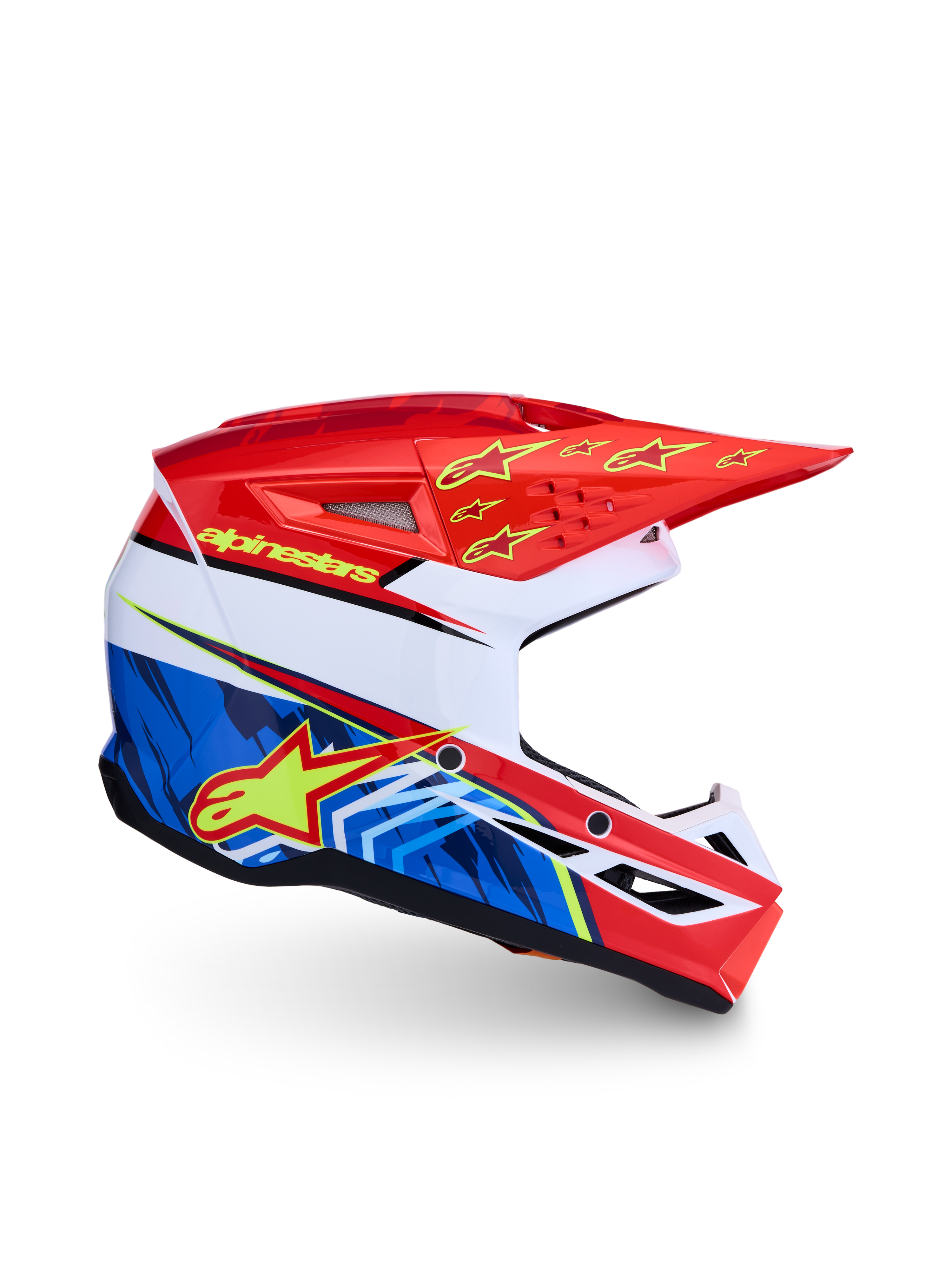 Alpinestars SM3 Falcon Jovem, capacete de motocross vermelho e azul, calota leve e certificado ECE 2206.