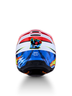 Capacete Alpinestars SM3 Falcon Jovem, motocross, vermelho, branco e azul, ECE 22.06, gráfico traseiro de falcão pugilista.