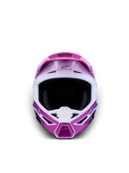 Alpinestars SM3 Falcon Jovem ECE06, capacete de motocross para jovens, roxo e branco, vista frontal com ventilação avançada