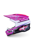 Capacete Alpinestars SM3 Falcon Jovem ECE06, roxo e branco, para motocross, calota brilhante certificada ECE 22.06.