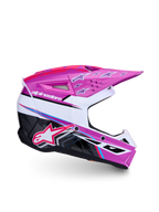 Alpinestars SM3 Falcon, capacete de motocross para jovens, roxo, branco e rosa fluo, com proteção leve certificada ECE 2206