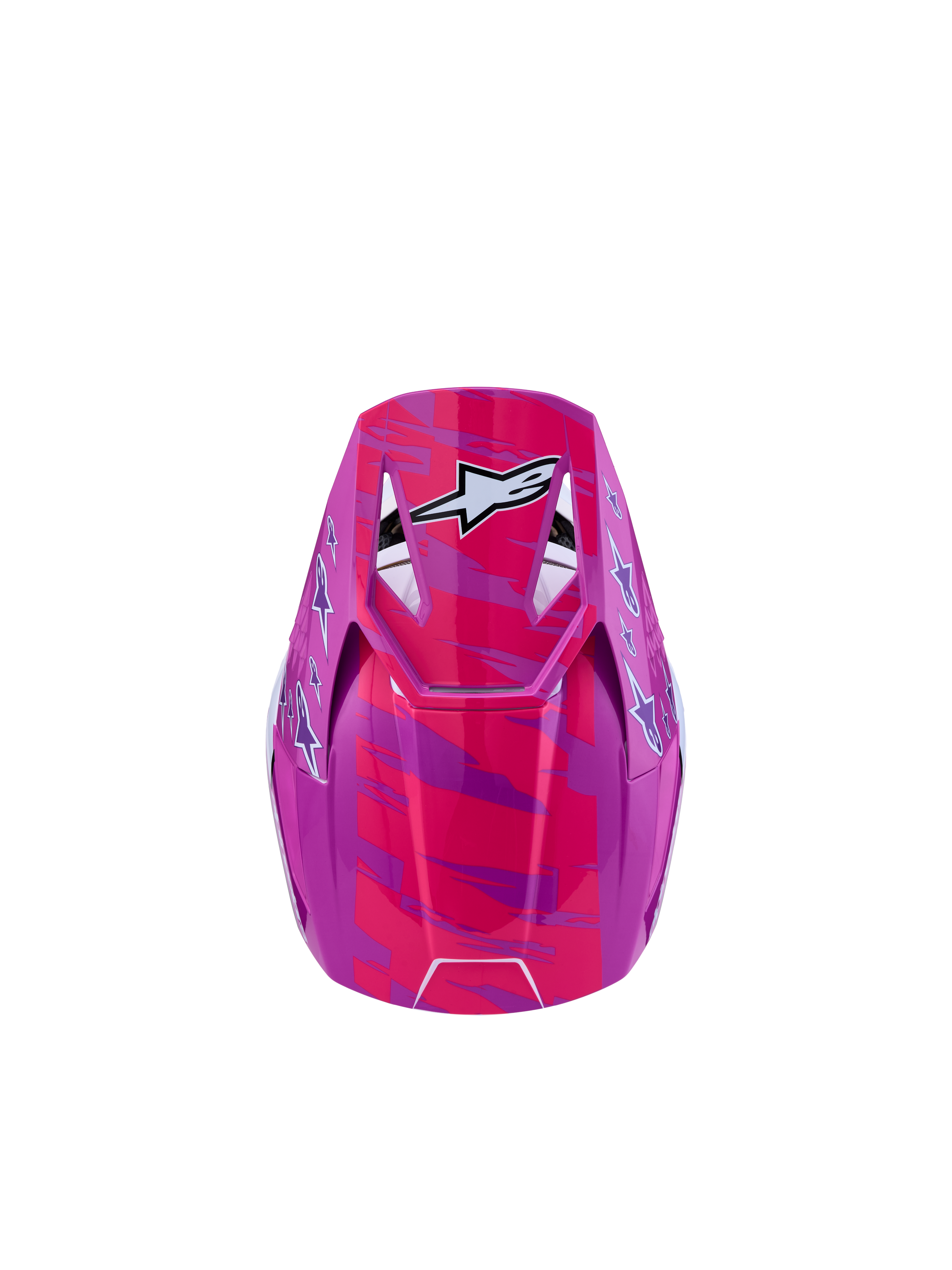 Alpinestars Capacete SM3 Falcon Juventude ECE06, capacete de motocross para jovens, roxo e rosa fluo com estrelas brancas