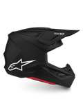 Alpinestars S-M7 Solid, capacete de motocross preto mate com logótipo branco, calota aerodinâmica e certificação ECE 22.06.