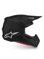 Alpinestars S-M7 Solid Helmet ECE06, Matte Black motocross helmet, streamlined composite shell, white Astar logo, ECE 22.06.