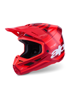 Alpinestars S-M7 Core Helmet, Motocross Helmet, Glossy Red, multi-tone red graphics with large white branding, aerodynamic composite shell with multiple ventilation ports and adjustable visor, professional off-road racing gear
