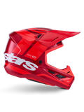 Alpinestars S-M7 Core Helmet, Motocross Helmet, Red Glossy with dark red accents and white branding, side view featuring large white stars logo, aerodynamic shell with mesh ventilation ports and a prominent visor