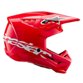 Alpinestars S-M5 Corp Helmet ECE, Motocross Helmet, Bright Red Glossy, side profile view showing a large white Alpinestars logo on the lower shell, aerodynamic ventilated visor with star logo, and high-gloss finish for off-road racing protection