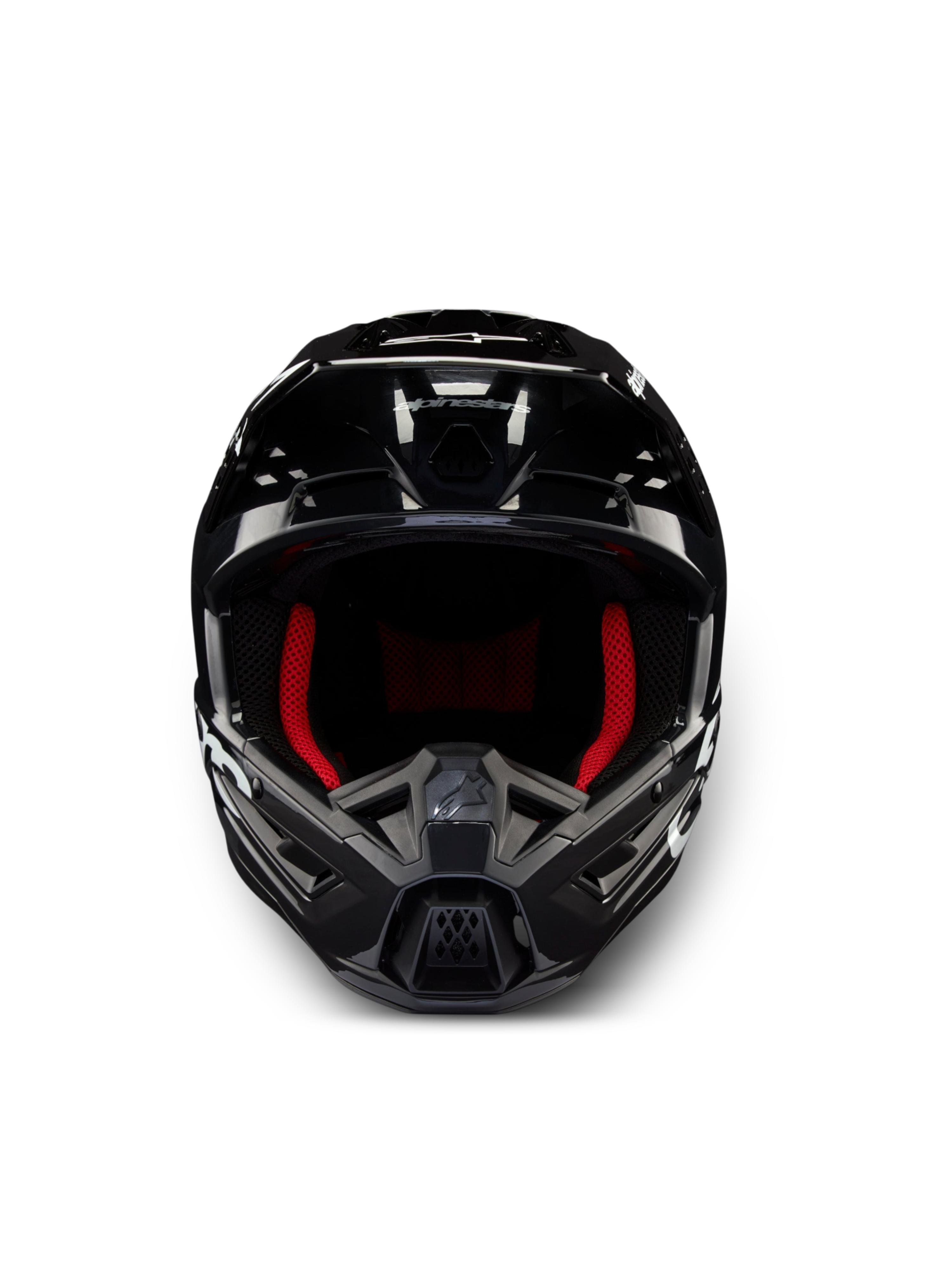 Alpinestars S-M5 Corp ECE 22.06, capacete de motocross cinzento escuro brilhante com interior vermelho, certificado ECE.