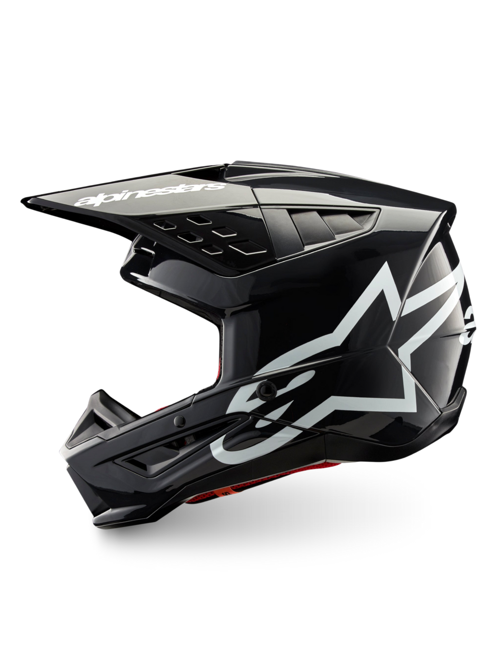 Alpinestars S-M5 Corp, capacete de motocross cinzento escuro brilhante, logótipos brancos, certificado ECE 22.06.