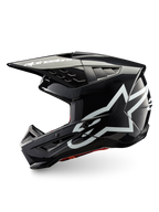 Alpinestars S-M5 Corp, capacete de motocross cinzento escuro brilhante, logótipos brancos, certificado ECE 22.06.