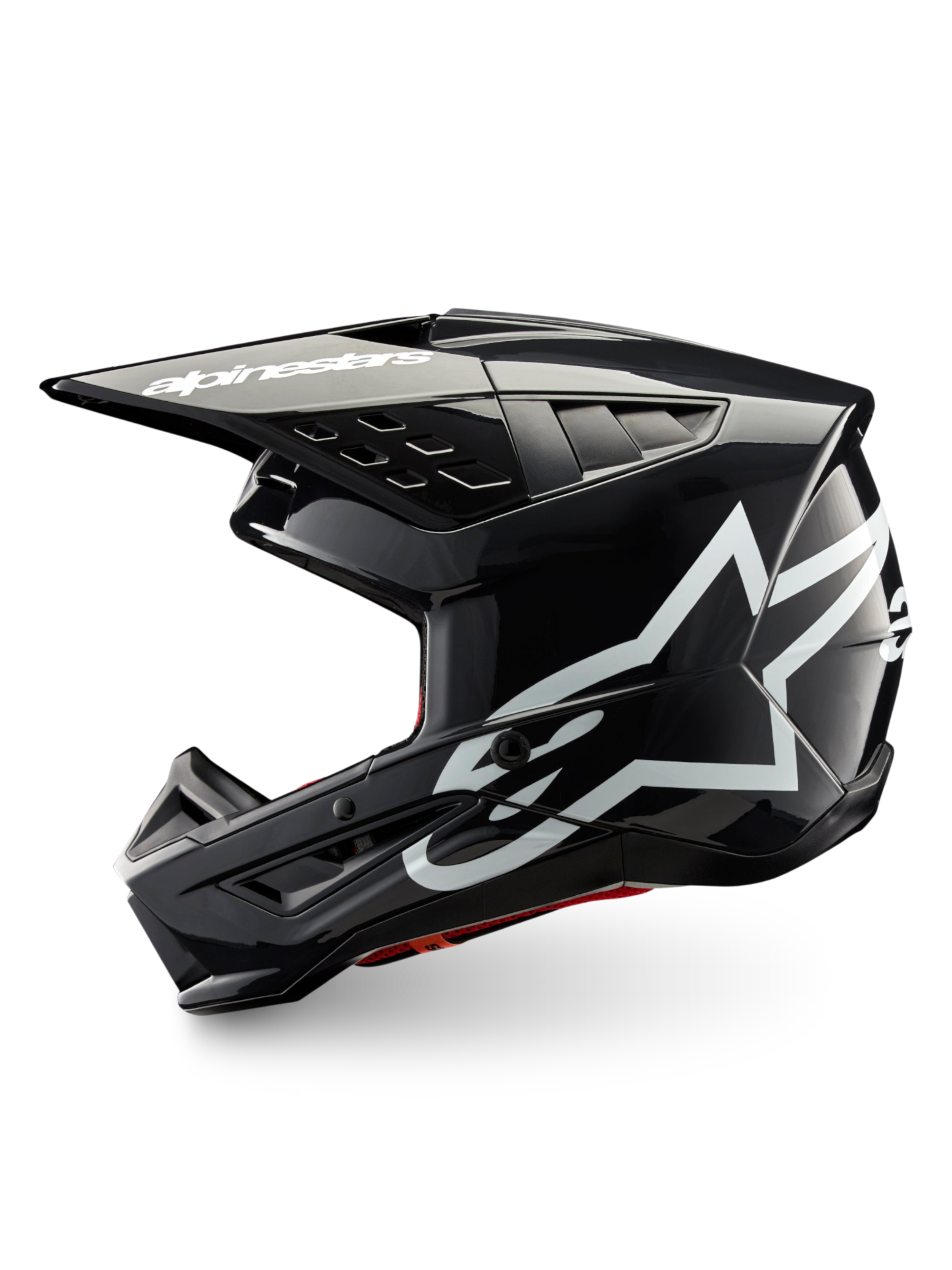 Alpinestars S-M5 Corp, capacete de motocross cinzento escuro brilhante, logótipos brancos, certificado ECE 22.06.