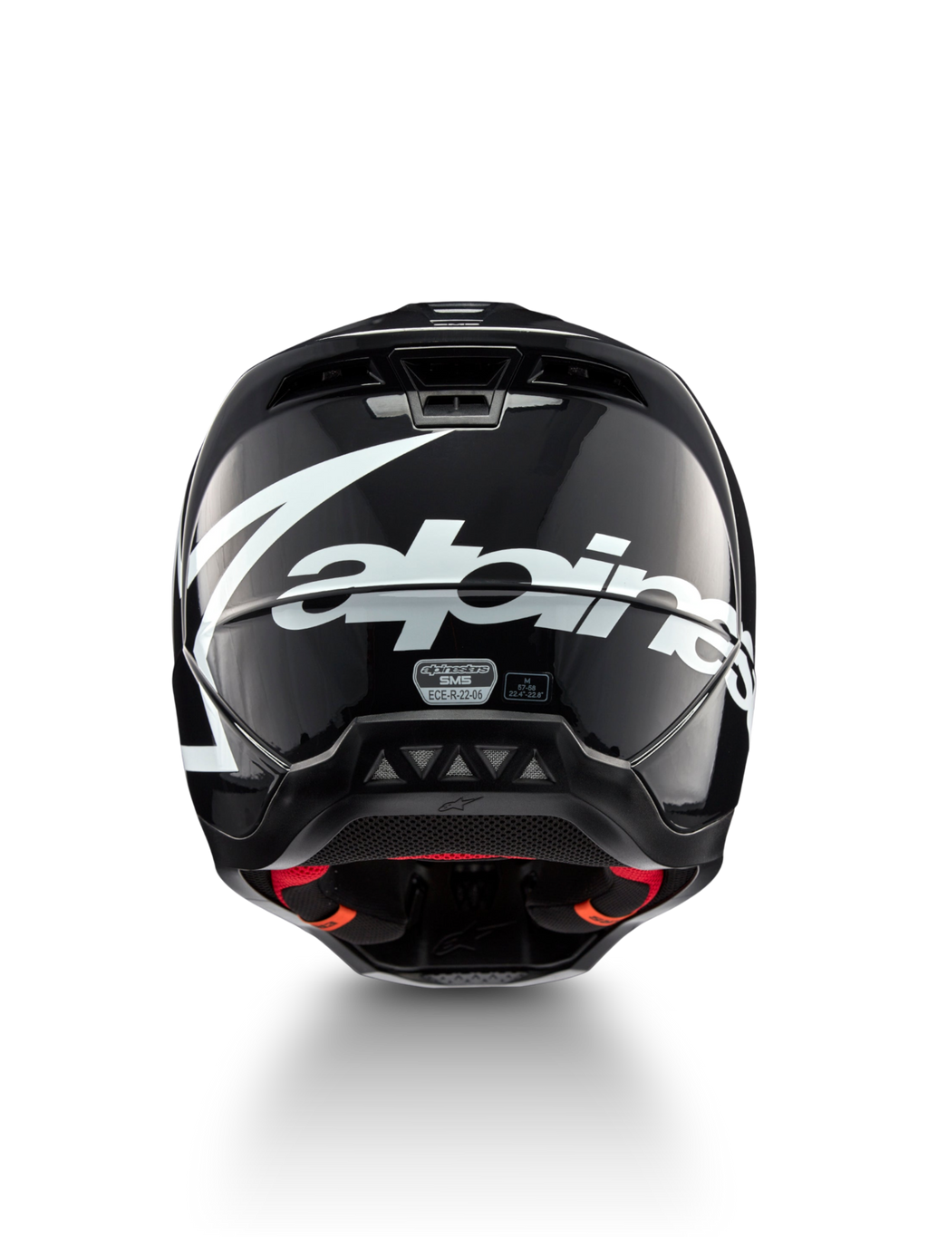 Capacete Alpinestars S-M5 Corp, capacete de motocross, tamanho M, cinzento escuro brilhante, certificado ECE 22.06, vista traseira com logótipo branco