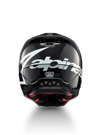 Capacete Alpinestars S-M5 Corp, capacete de motocross, tamanho M, cinzento escuro brilhante, certificado ECE 22.06, vista traseira com logótipo branco