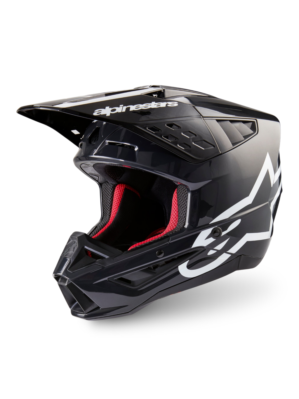 Alpinestars S-M5 Corp, capacete de motocross em cinzento escuro brilhante e branco, certificado ECE 22.06.