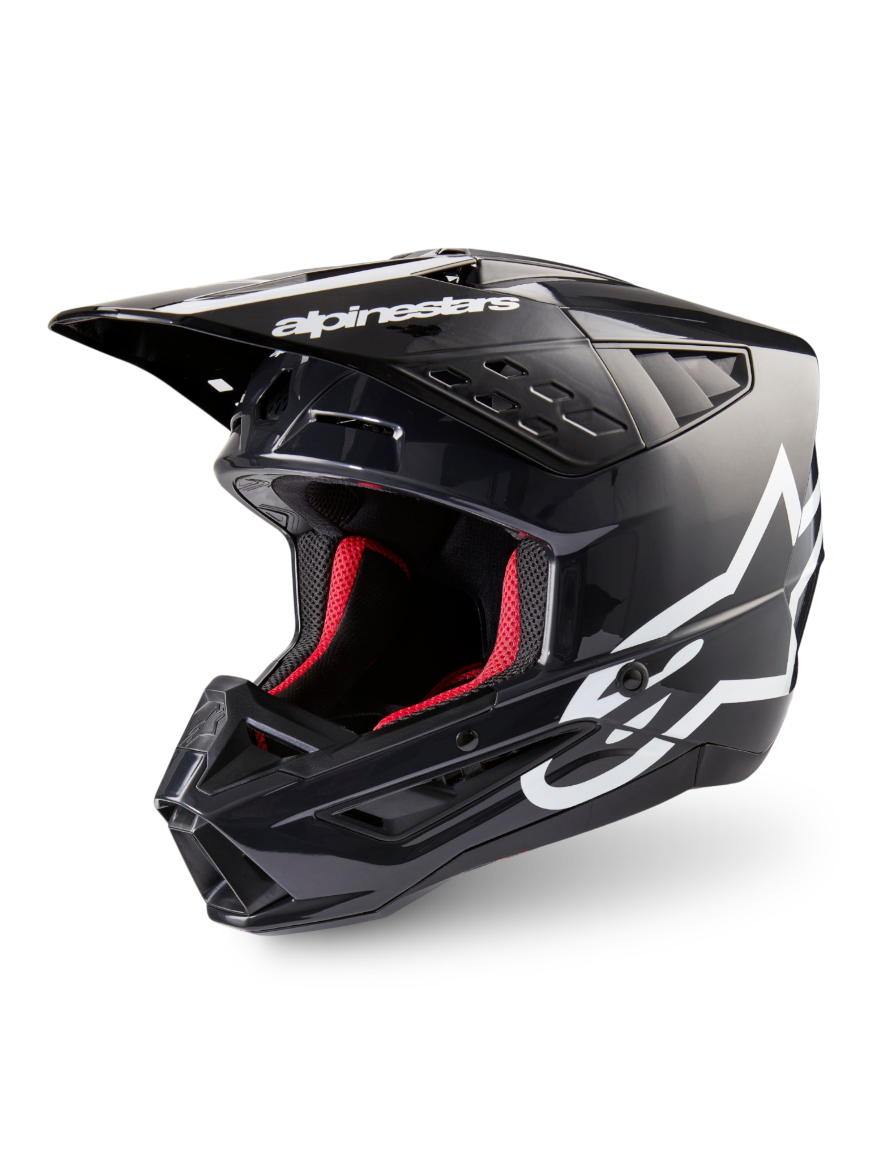 Alpinestars S-M5 Corp, capacete de motocross em cinzento escuro brilhante e branco, certificado ECE 22.06.
