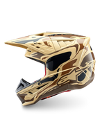 Capacete Alpinestars S-M5 Mineral, capacete de motocross castanho escuro com padrão camuflado, certificado ECE 22.06