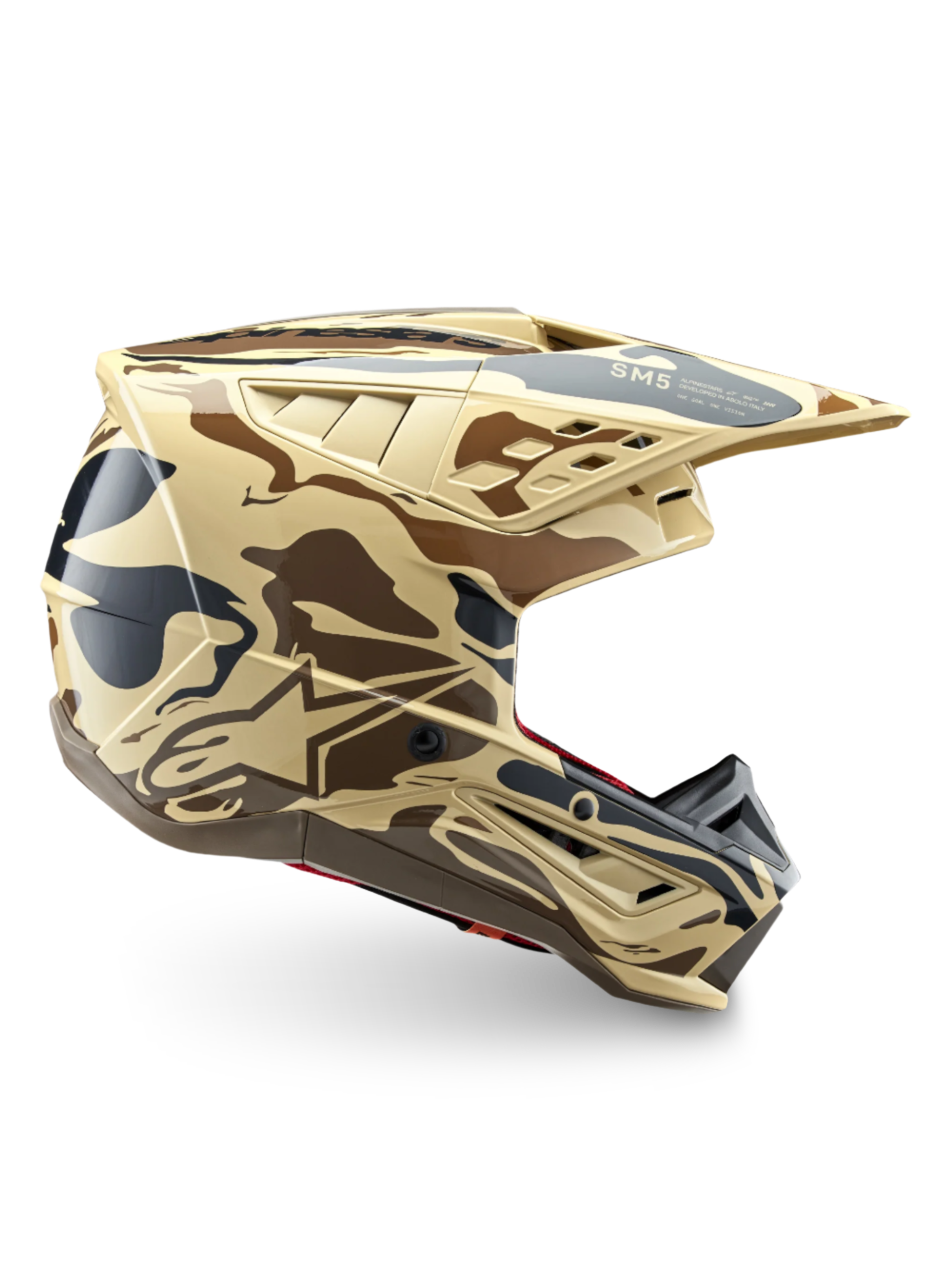 Alpinestars S-M5 Mineral, capacete de motocross off-road camuflado bege e castanho, certificado ECE 22.06.