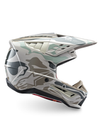 Alpinestars S-M5 Mineral Motocross Helmet in Warm Gray and Celadon Green, ECE 22.06 certified off-road protection.