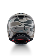 Alpinestars S-M5 Mineral Helmet, rear view of motocross helmet in Warm Gray and Celadon Green camo, ECE 22.06 certified.