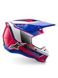 Alpinestars S-M5 Sail Helmet, ECE 22.06 Motocross Helmet in White, Diva Pink, and Enamel Blue, glossy finish.