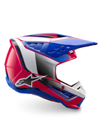 Alpinestars S-M5 Sail Helmet, ECE 22.06 Motocross Helmet in White, Diva Pink, and Enamel Blue, glossy finish.