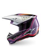 Alpinestars capacete S-M5 Sail ECE 22.06 para motocross, violeta e preto, em termoplástico resistente, certificado ECE.