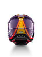 Alpinestars S-M5 Sail, capacete de motocross em violeta e amarelo, tamanho M, vista traseira, certificado ECE 22.06