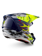 Alpinestars Capacete S-M5 Rash, motocross e off-road, azul-marinho e amarelo fluo brilhante, certificado ECE 22.06.