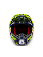 Alpinestars S-M5 Rash ECE 22.06, capacete de motocross azul marinho e amarelo fluo com acolchoamento vermelho.
