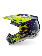 Alpinestars S-M5 Rash, capacete de motocross, azul-marinho e amarelo fluo brilhante, certificado ECE 22.06.