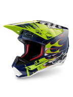 Alpinestars S-M5 Rash, capacete de motocross azul noite marinha e amarelo fluo brilhante, com proteção certificada ECE 22.06.