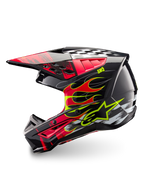 Alpinestars S-M5 Rash Helmet, ECE 22.06 Motocross Helmet, Dark Gray and Bright Red, lightweight thermoplastic shell.