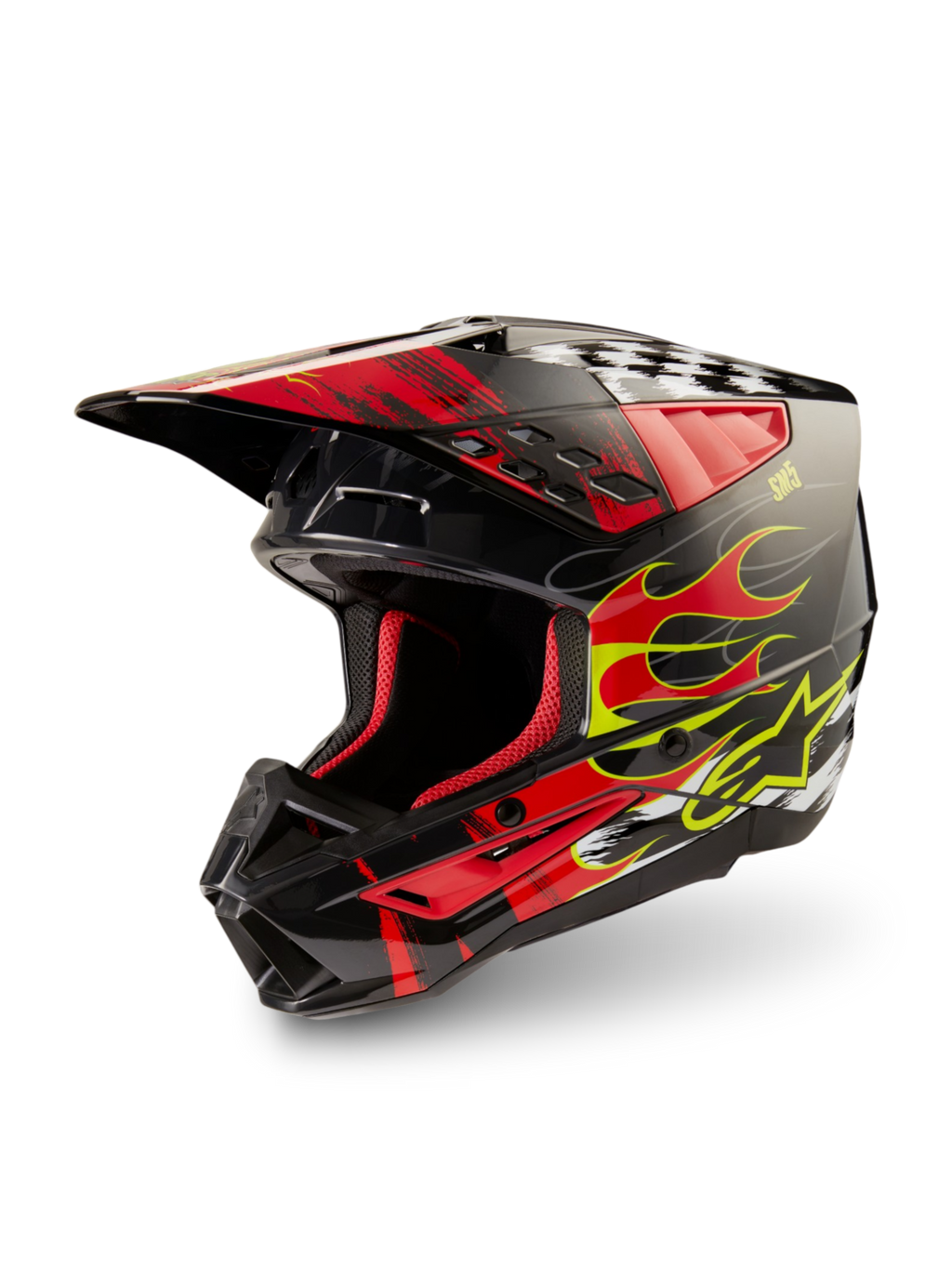 Alpinestars S-M5 Rash Helmet, ECE 22.06 Motocross Helmet, Dark Gray and Bright Red Glossy, lightweight off-road protection.