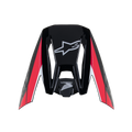 Alpinestars Honda S-M5 Visor, preto e vermelho brilhante, pala de substituição para capacete de motocross, com logótipos Alpinestars e Honda brancos, riscas gráficas vermelhas e brancas, acabamento brilhante para condução todo-o-terreno