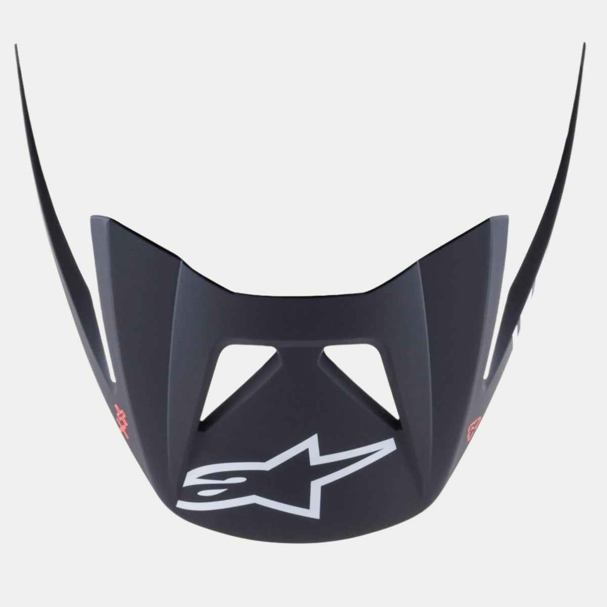 Alpinestars Viseira Vector Tech A1, viseira de substituição para capacete de MTB, acabamento mate em preto e cinzento claro, logótipo Astars branco proeminente na frente, design angular de encaixe com aberturas de ventilação