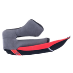 Alpinestars Supertech R10 Regular Cheek Pad, right side motorcycle helmet replacement part, Gray soft-touch padding with black and red accents, featuring a red ERS Emergency Release System pull tab.
