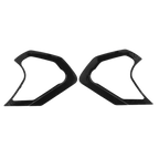 Alpinestars Supertech R10 Shield Mechanism Cover, Black Glossy, pair of plastic replacement components for visor mechanism, geometric shape with cutouts, official replacement part for S-R10 helmets