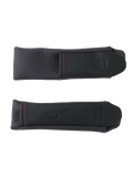 Alpinestars S-R7 Almofada Da Correia De Cheixo, acessórios de substituição para capacete de moto, pretas e cinzentas, com painéis perfurados e costuras contrastantes vermelhas
