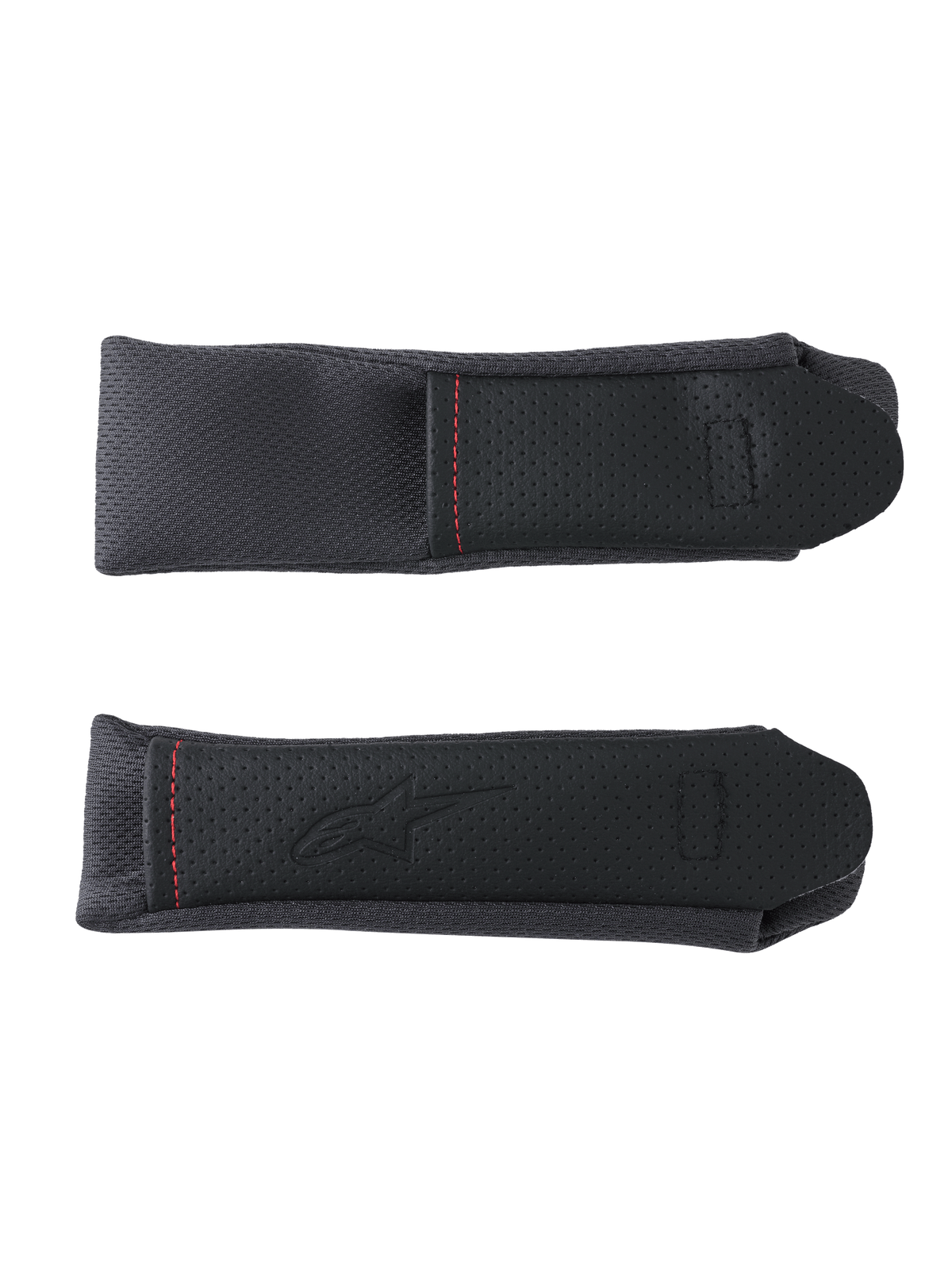 Alpinestars S-R7 Almofada Da Correia De Cheixo, acessórios de substituição para capacete de moto, pretas e cinzentas, com painéis perfurados e costuras contrastantes vermelhas
