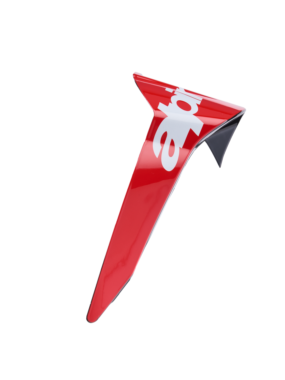 Alpinestars Supertech R10 Arius Standard Spoiler, spoiler aerodinâmico para capacete de moto, vermelho e preto, design angular com superfície brilhante, letras brancas, construção aerodinâmica para corrida