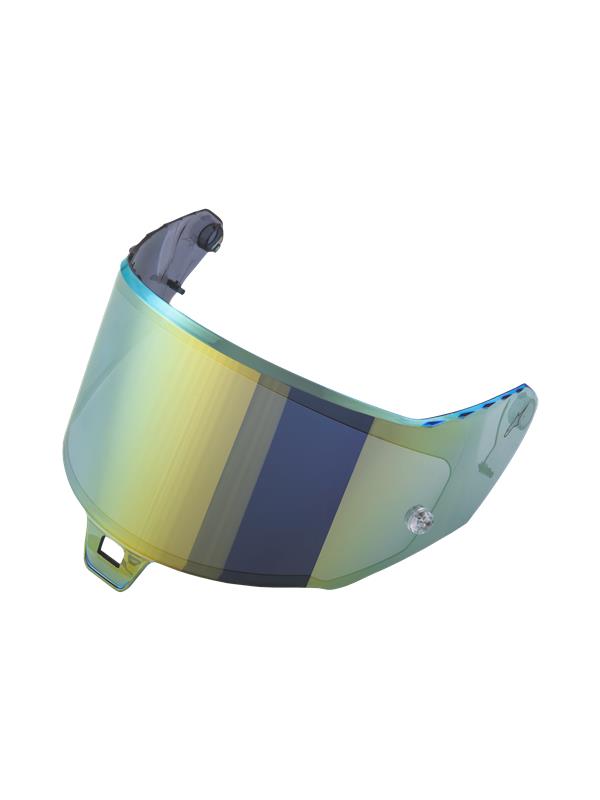Alpinestars Supertech R10 AFHS-01 Shield, Helmet Visor, Dark Gold Mirror, iridescent finish with gold and blue-green tints, curved protective shield for motorcycle racing helmets