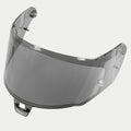 Alpinestars Supertech R10 AFHS-01 Shield, Helmet Visor, Light Smoke, semi-transparent gray plastic, aerodynamic curved design with side mounting points and central tab, replacement part for S-R10 racing helmet.